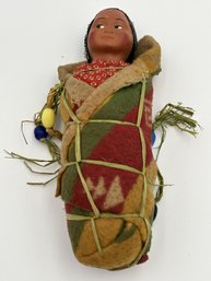 Early Circa 1930s SKOOKUM DOLL- NATIVE AMERICAN WOMAN IN PAPOOSE