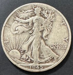 1945-D Walking Liberty Silver Half Dollar