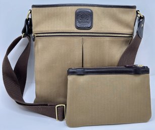 Vintage Ghurka Crossbody Guide Herringbone Twill Messenger Bag With Matching Key Chain Zippered Pouch