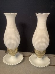 Pair Of Milk Glass Lamps