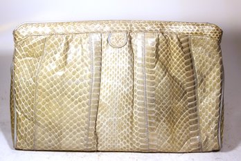 Vintage 1980s Genuine Snake Skin Palizzio Italian Clutch Purse In Off-white