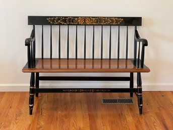 Hitchcock Black And Maple Stenciled Harvest Bench