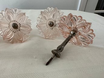 Four Fabulous Vintage Glass Pink  Curtain Pulls