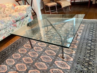 Modern Glass & Chrome 40' Square Coffee Table