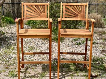 Pair Of Tall Patio Chairs With Sunburst Pattern Backrest By PatioJoy