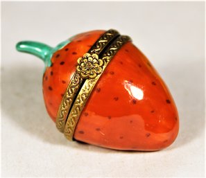 Hand Painted Limoges Patch Box In The Form Of A Strawberry