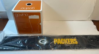 Brand New Packers Bar Mat And 4 Govino Beer Cups