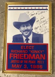 Signed Richard 'Kinky' Friedman Campaign Poster