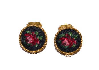 Vintage Crochet Clip On Earrings