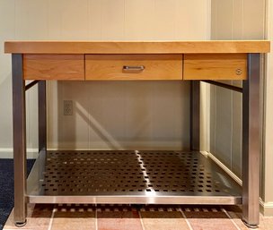 Williams Sonoma John Boos Stainless And Butcher Block Kitchen Island