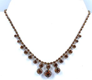 Gorgeous Vintage Cognac Rhinestone Evening Necklaces