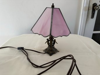 Pink Stained Glass Tiffany Style Small Lamp