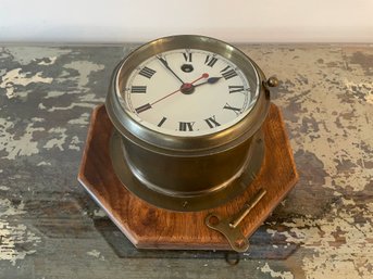 English Made Octagonal Mounted Brass Ships Clock