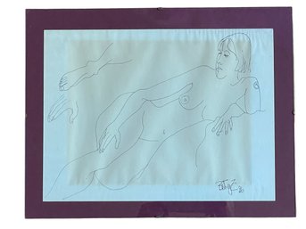 Ink On Paper Of Reclining Nude Female - Signed Betsy 96