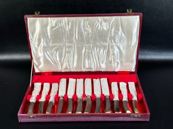 A Vintage Cutlery Set With Antler Handles By Cooper Bros. & Sons, Forks & Knives For Six