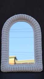 COOL VINTAGE WHITE WICKER WALL MIRROR