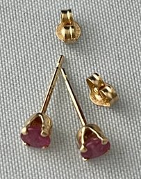 Ruby And 14k Gold Stud Earrings