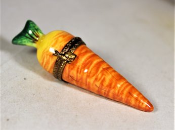 Fine Limoges Hand Painted Patch Box In The Form Of A Carrot