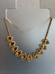 Glamorous Vintage Topaz Type Rhinestone Necklace