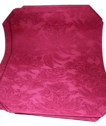 Set Of 8 Burgundy Colored Damask Style Fabric Placemats