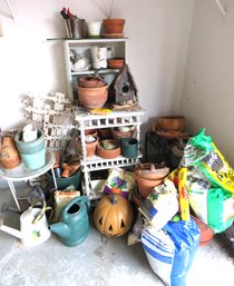 Large Assortment Of Gardening Pots Supplies Soil Fencing