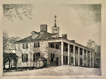 Original Etching Of MOUNT VERNON By Don Swann - Pencil Signed By Artist