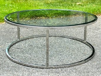A Modern Steel And Glass Coffee Table By Restoration Hardware