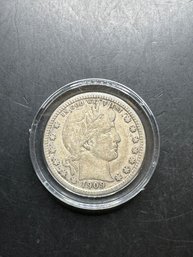 1909-D Barber Silver Quarter