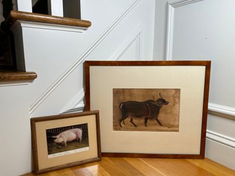 Framed Pig & Bull Art Pieces