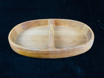 Dansk Teak Wood Oval Partitioned Bowl