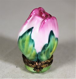 Hand Painted Limoges Porcelain Rosebud Patch Box