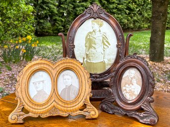 A Trio Of Antique Carved Wood Photo Frames