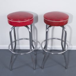 Vintage Vinyl & Chrome Barstool Set Of 2