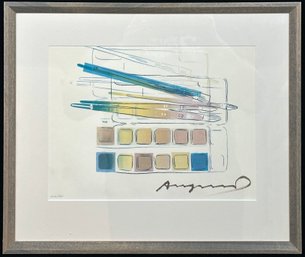 Andy Warhol Ink Signed 'Watercolor Paint Kit With Brushes' 1982 Offset Lithograph Edition 262/500