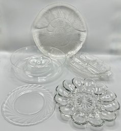 5 Vintage Glass & Crystal Platters & Plates