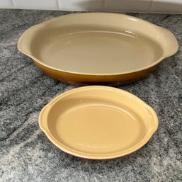 2 Oven To Table French Baking Dishes - Glazed Earthenware