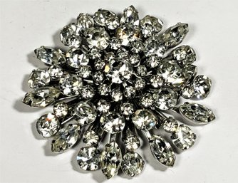 Large Vintage White Rhinestone Brooch