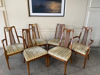 6 Cane Back Mid Century 1960's Dining Chairs Attr. To White Furniture Co.