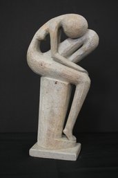 MCM Carved Textured Soapstone Nude Female Sculpture In Cycladic Style