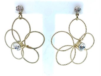 Open Air Goldtone & Rhinestone Daisy Earrings