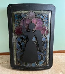 Unique Custom-Made Beveled Stained Glass Lightbox With Angel Silhouette