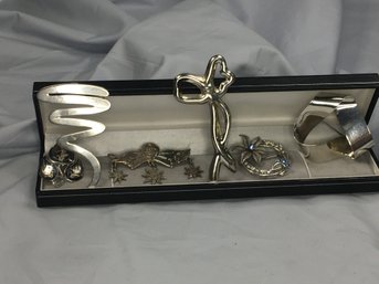 Group Lot Of All Vintage STERLING SILVER / 925 Pins - Some From Mexico - Very Pretty Lot - ALL STERLING