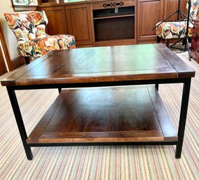 Hardwood And Metal Coffee Table