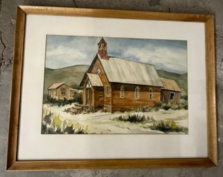 Framed Watercolor 'Bodie Church'  Eiko Nesbitt