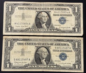 2 $1 Silver Certificates 1957-A, 1957-B