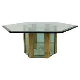 A Leon Rosen Vintage 70s Brass And Glass Octagonal Coffee Table