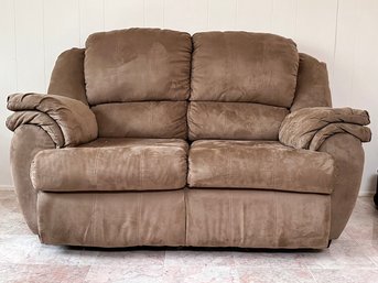 A Comfy, High Quality Suede Loveseat, Possibly Natuzzi