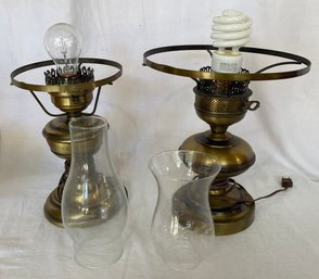 Two Electrified Lamps And Two Chimneys