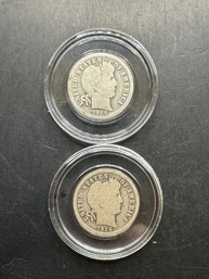 2 Barber Silver Dimes 1914, 1914-D