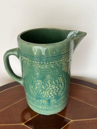 Green Majolica Ware Pitcher